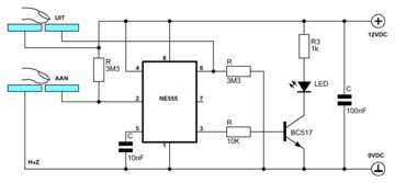 Touch sensor met een NE555