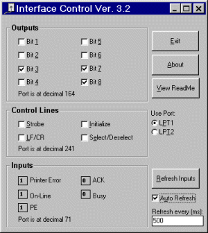 Screenshot Interface Control Ver. 3.2