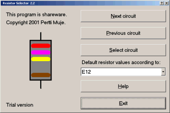 Screenshot Resistor Selector 2.3