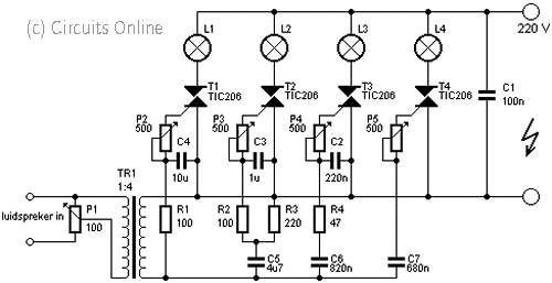 Schema 4 kanaals lichtorgel